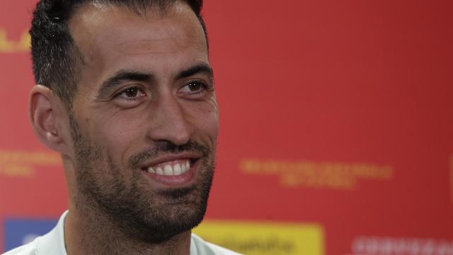 Sergio Busquets, en rueda de prensa con la selección española de fútbol
