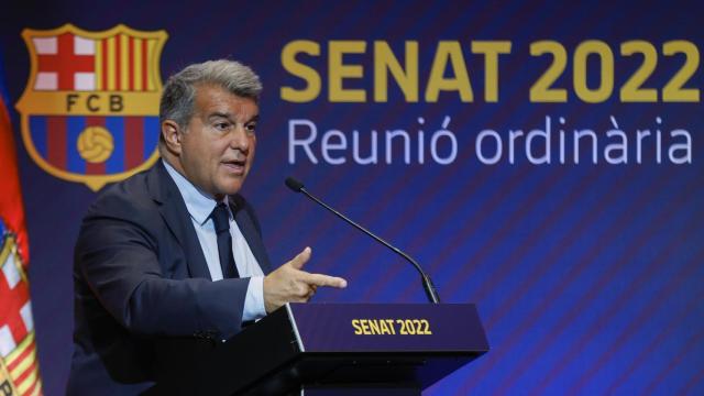 Joan Laporta, durante la reunión ordinaria del senado del FC Barcelona