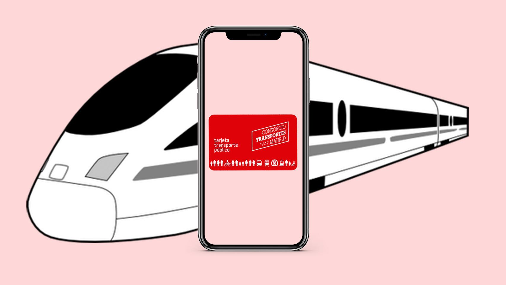Fotomontaje con la tarjeta de transporte de la Comunidad de Madrid.