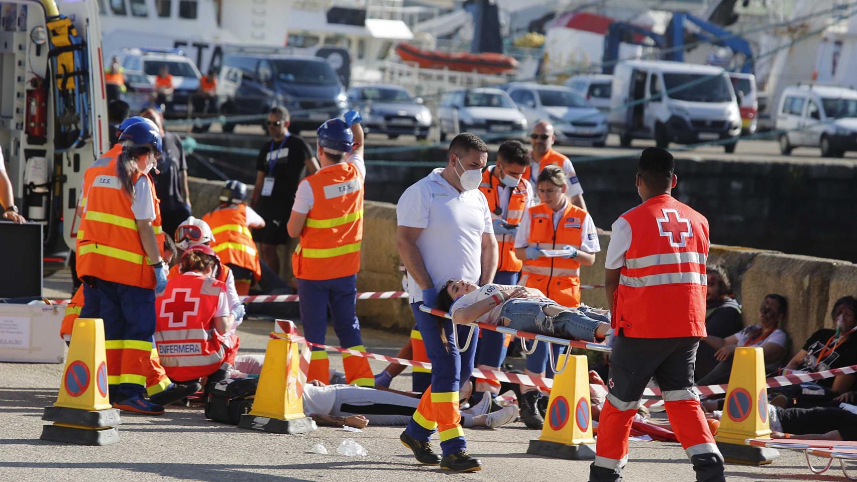Simulacro de emergencia en el Puerto de Vigo.