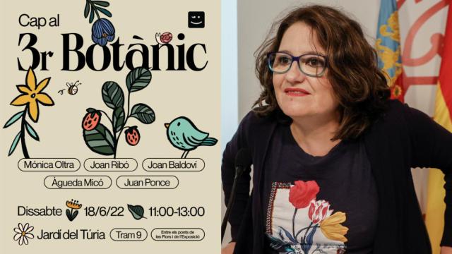 Cartel del acto de reafirmación de Mónica Oltra en Valencia, junto a la imagen de la vicepresidenta del Consell.