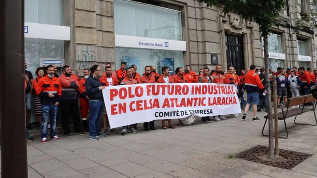 Trabajadores de Celsa Atlantic protestan en A Coruña.