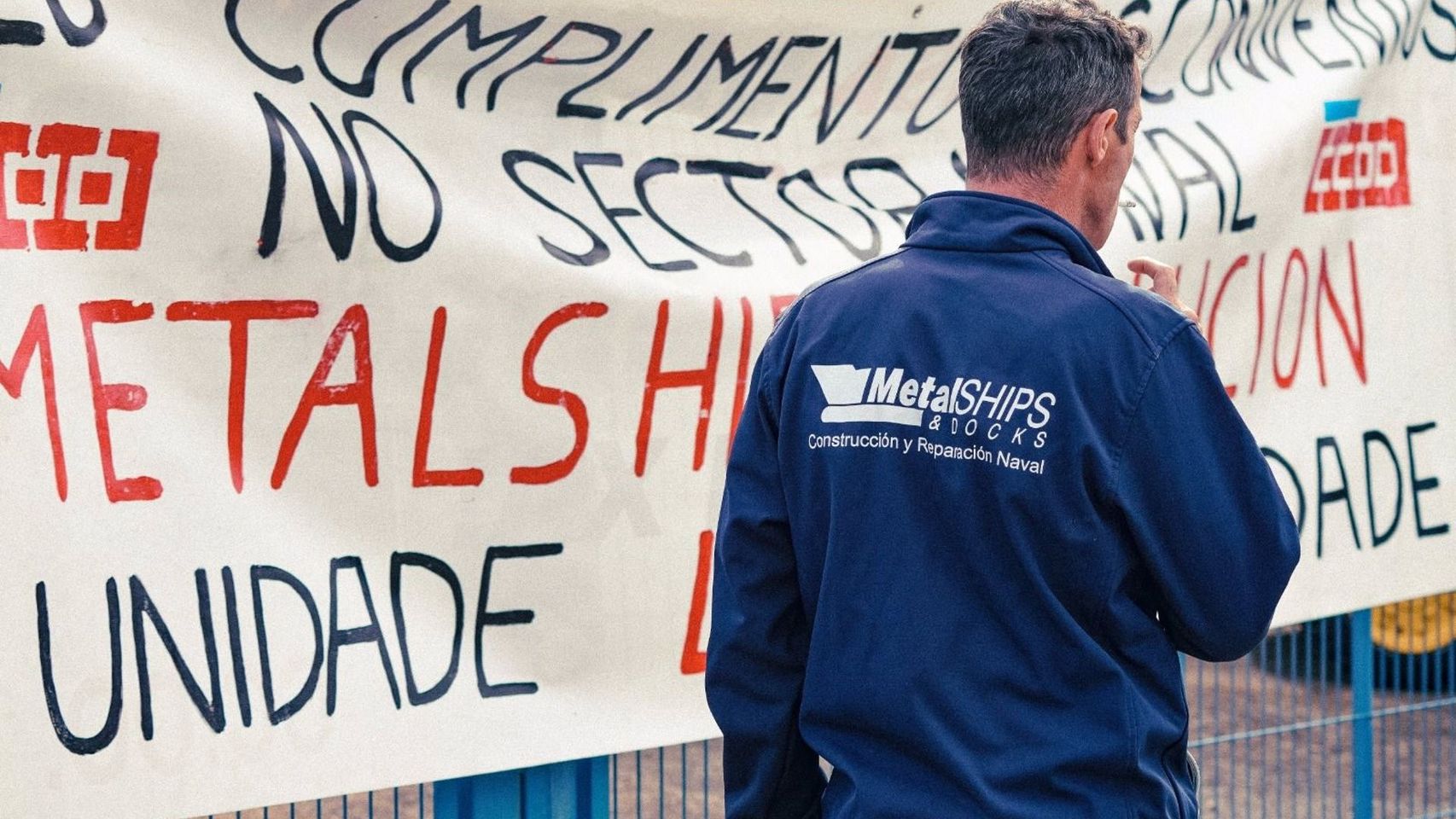 Protesta de trabajadores del astillero vigués Metalships.