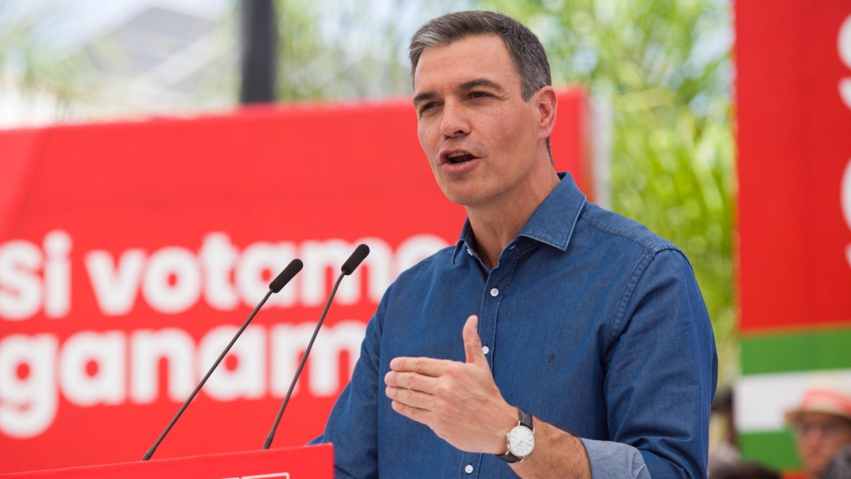 Pedro Sánchez, en Cártama (Málaga), durante su mitin de este sábado.