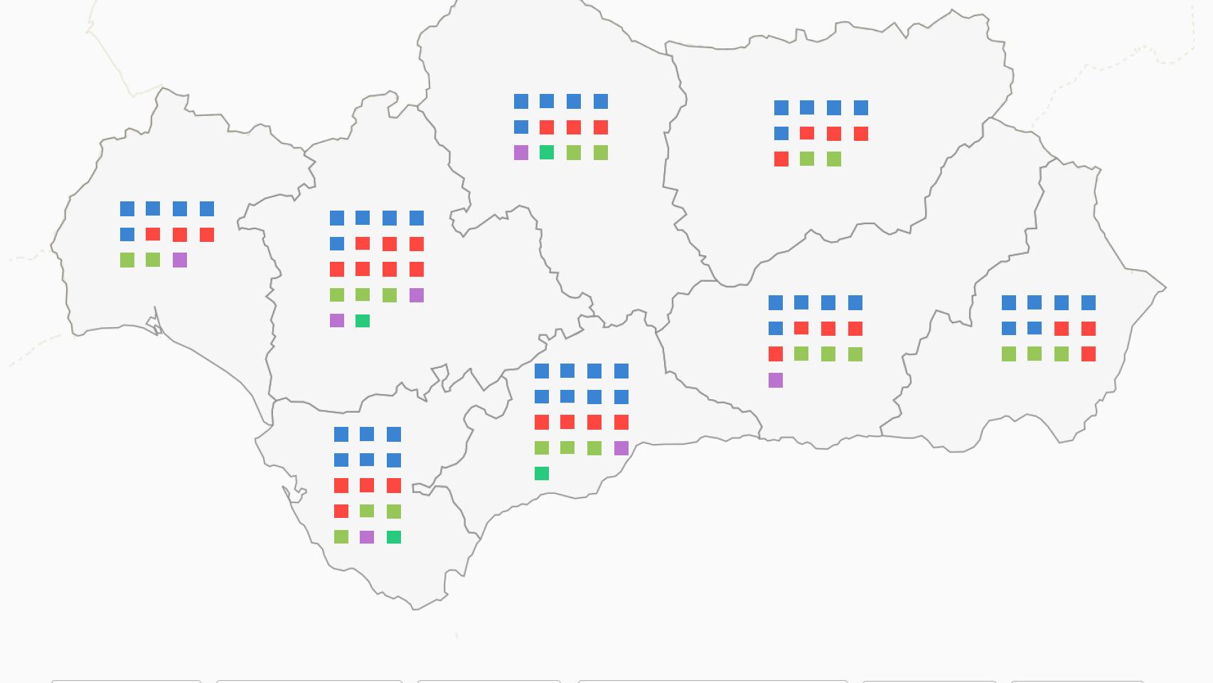 Así se reparten los escaños en Andalucía.