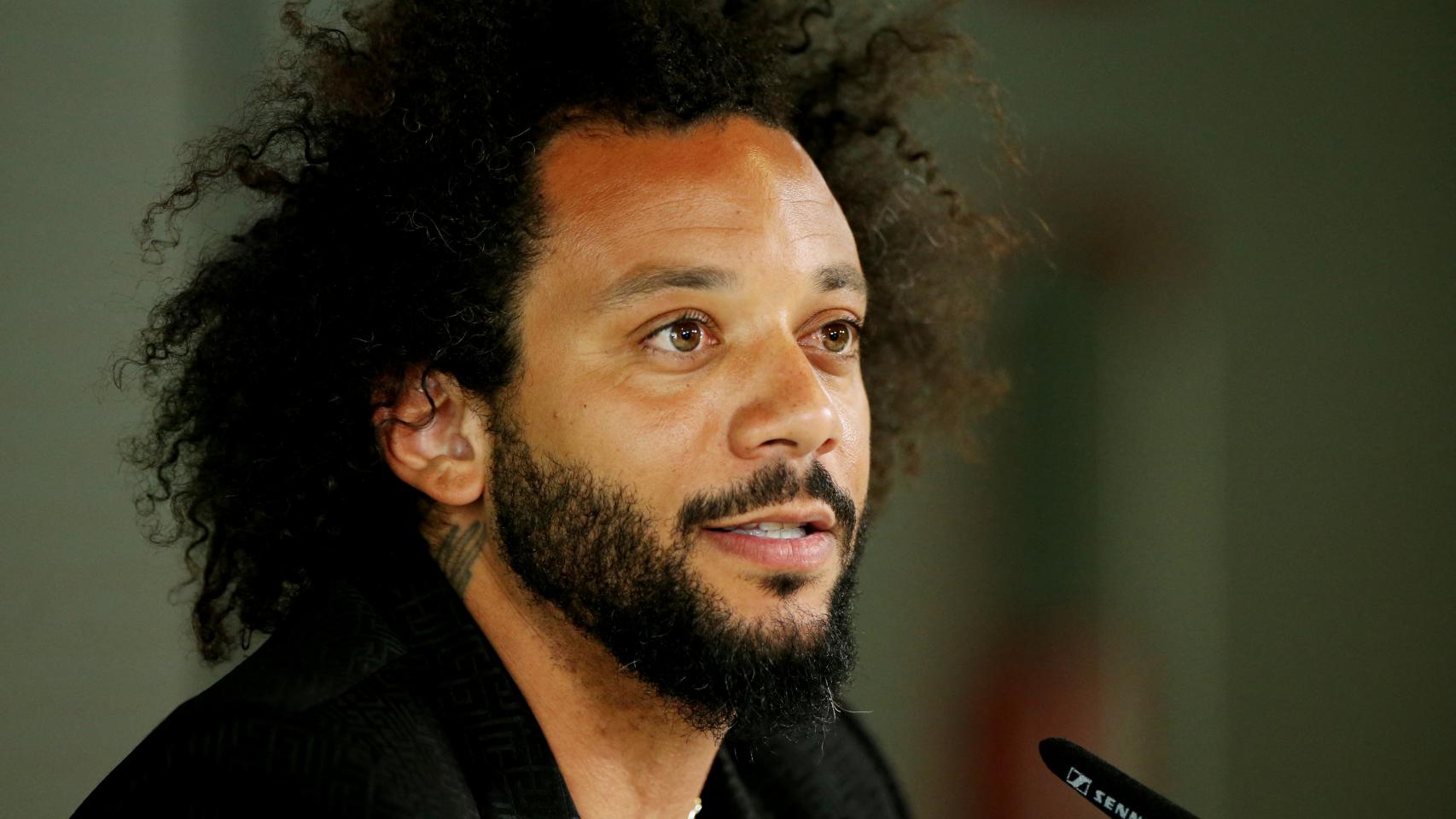 Marcelo Vieira, en la rueda de prensa de su despedida del Real Madrid