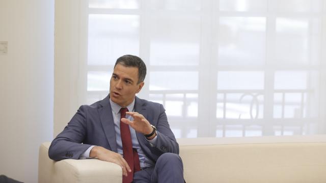 El presidente Pedro Sánchez,  en el Palacio de La Moncloa, este lunes en Madrid.