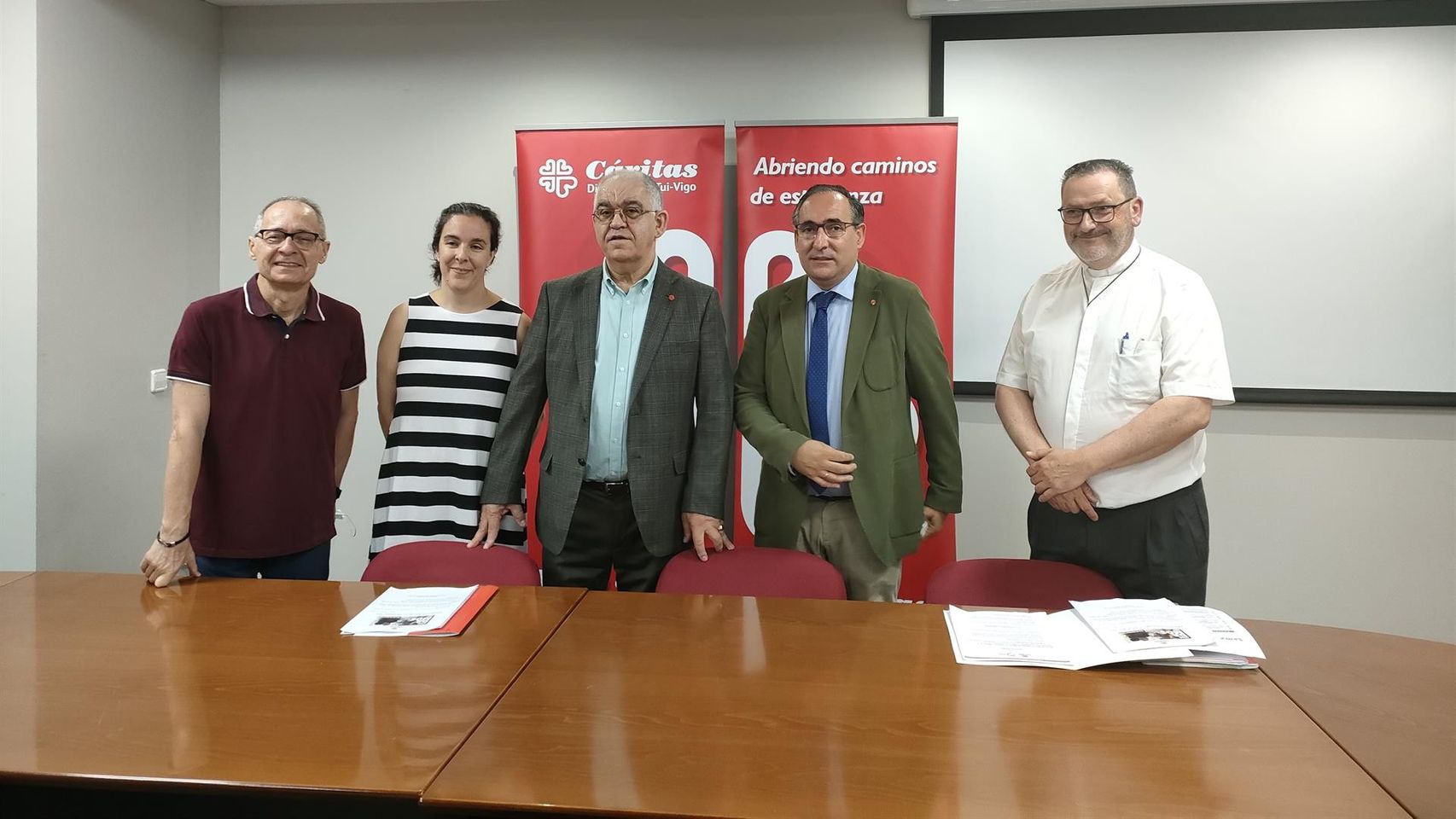 Responsables de Cáritas Diocesana Tui-Vigo, durante la presentación de la Memoria 2021.