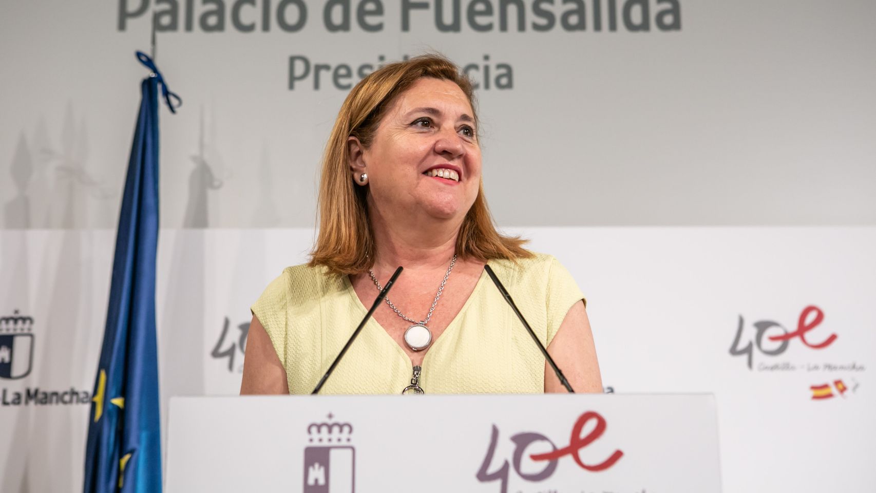 Rosa Ana Rodríguez, consejera de Educación de Castilla-La Mancha, este martes durante una rueda de prensa.