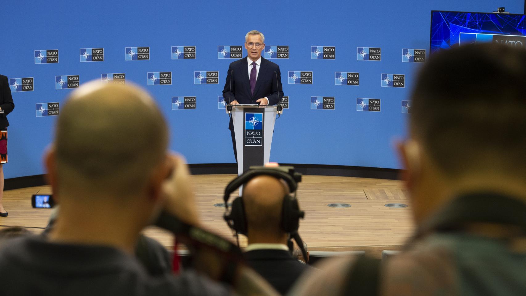 El secretario general de la OTAN, Jens Stoltenberg, durante la rueda de prensa de este miércoles