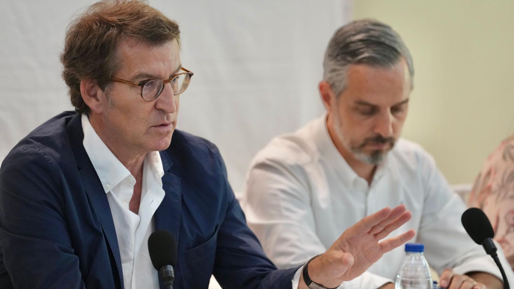 Feijóo y Bravo este jueves en una reunión con los empresarios de Jaén.