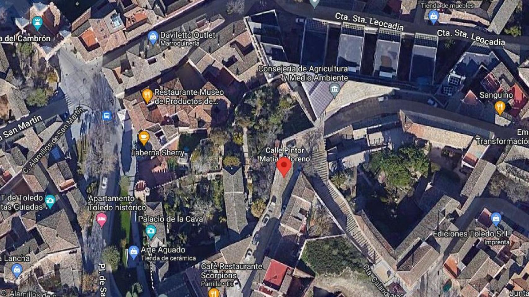 El acceso a Pintor Matías Moreno en Toledo se realizará este lunes desde la Cornisa. Foto: Google
