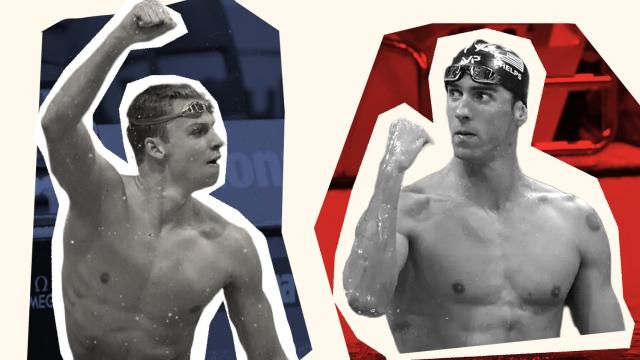 Leon Marchand y Michael Phelps