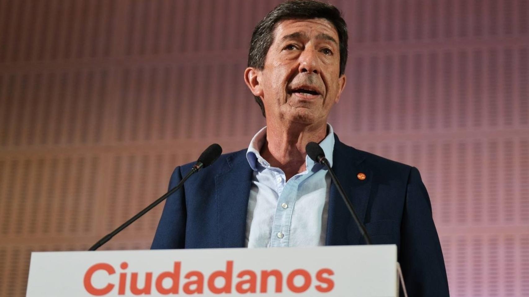 El candidato de Ciudadanos a la Presidencia de la Junta, Juan Marín, este domingo.