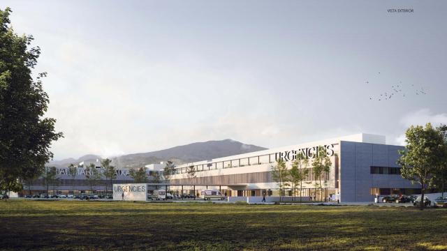 Recreación de la vista exterior del hospital tras la ampliación.