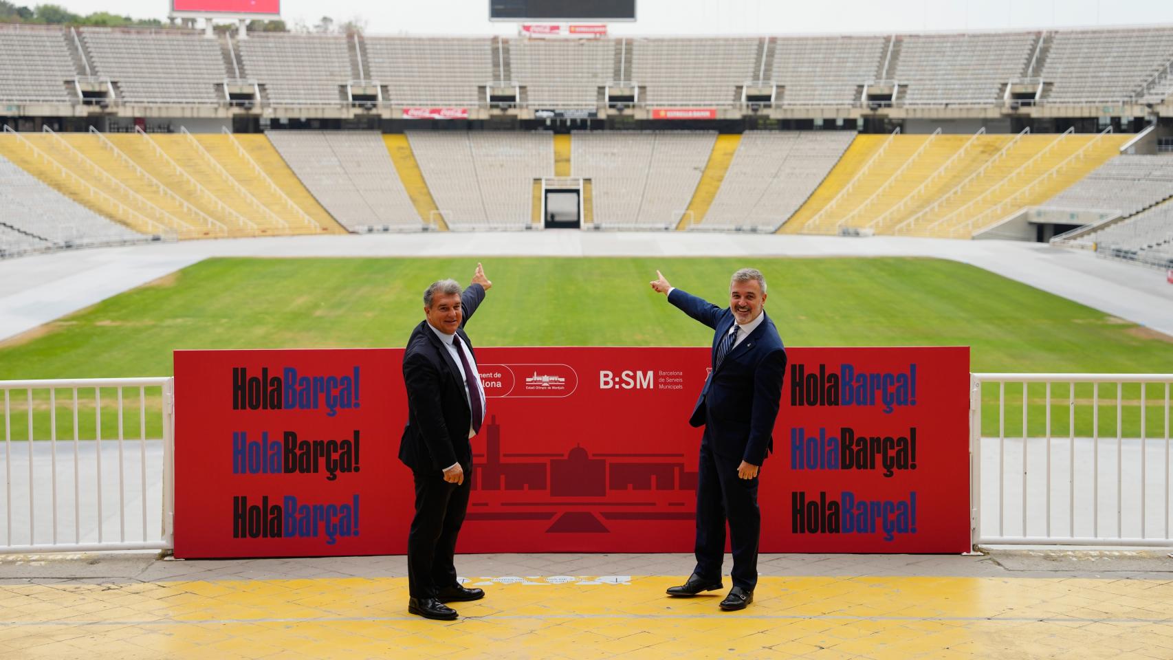 Laporta en la presentación del acuerdo con el Estadio Olímpico Lluis Companys