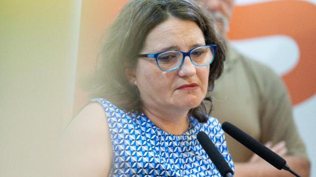 Mónica Oltra este martes durante la rueda de prensa en la que ha anunciado su dimisión.