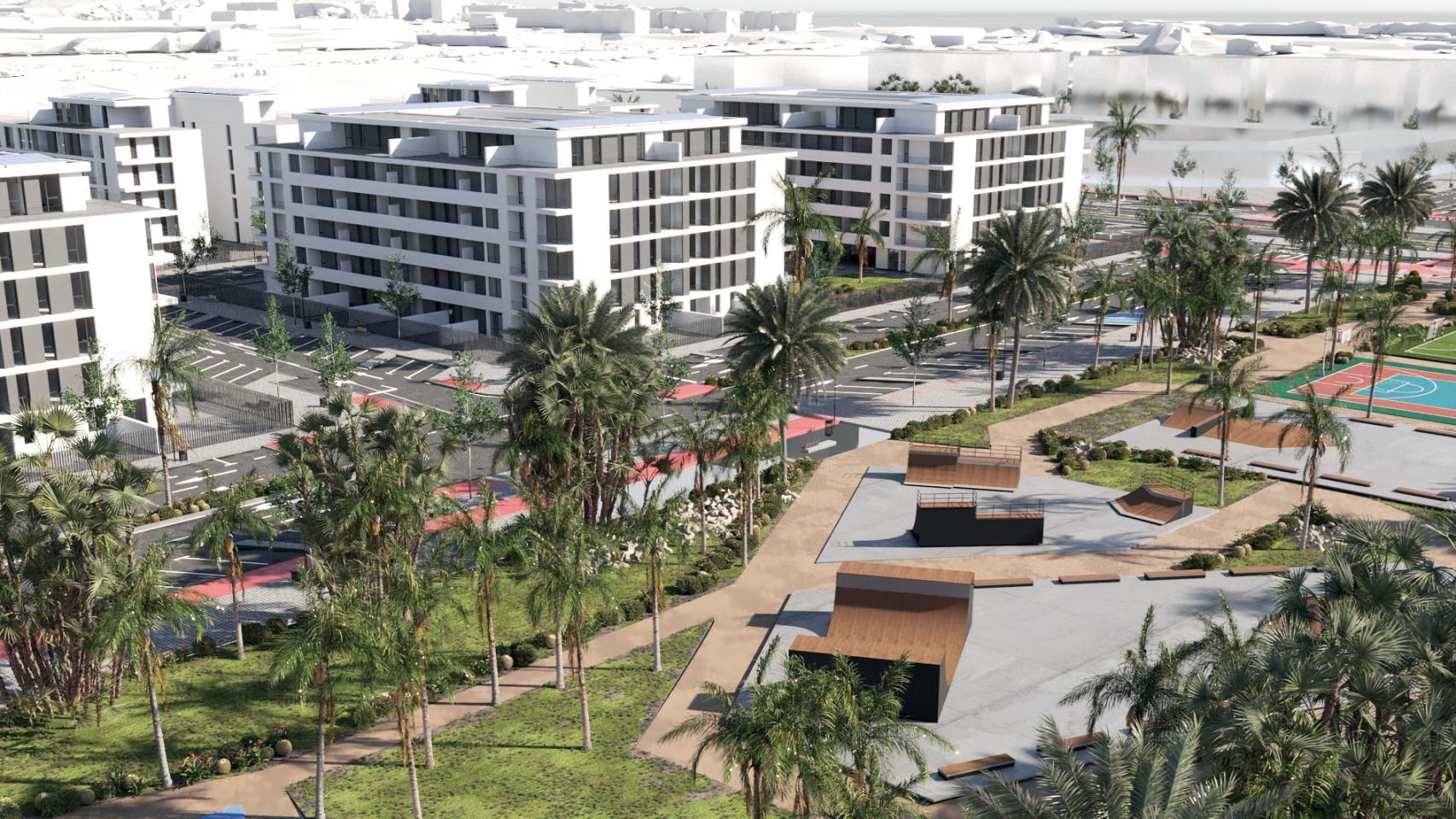 Diseño de la promoción de Lagoom Living en Distrito Zeta, en Málaga.