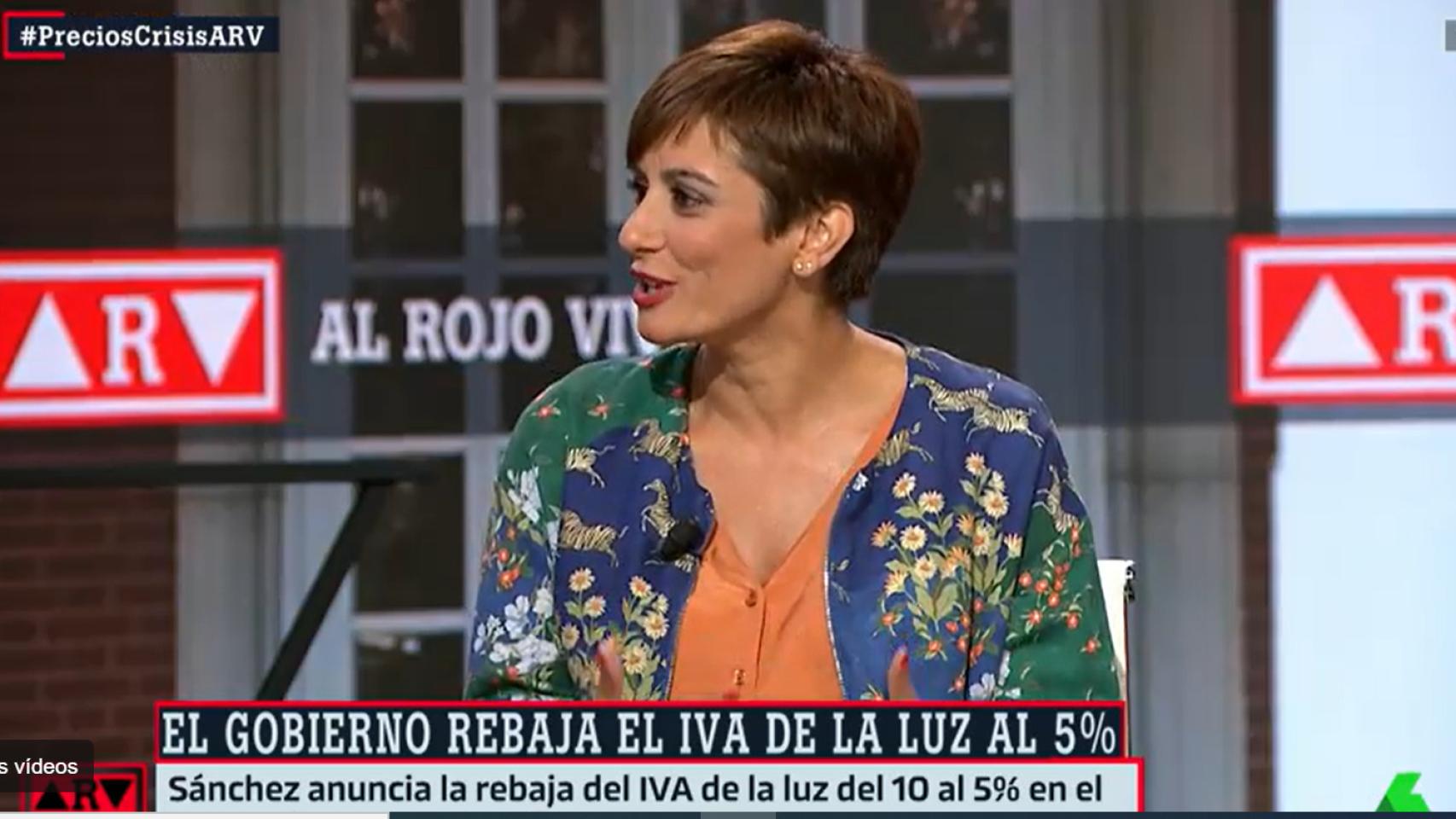 La portavoz del Gobierno, Isabel Rodríguez en Al Rojo Vivo
