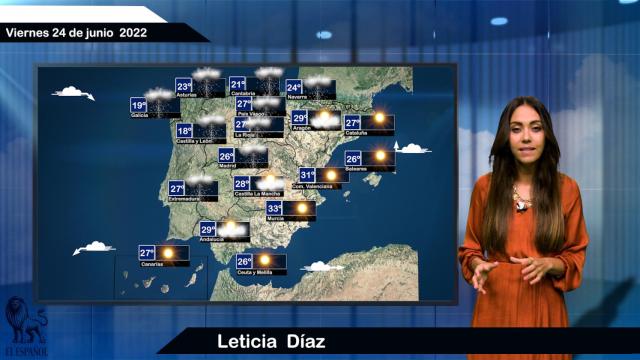 El tiempo para el viernes 24 de junio.