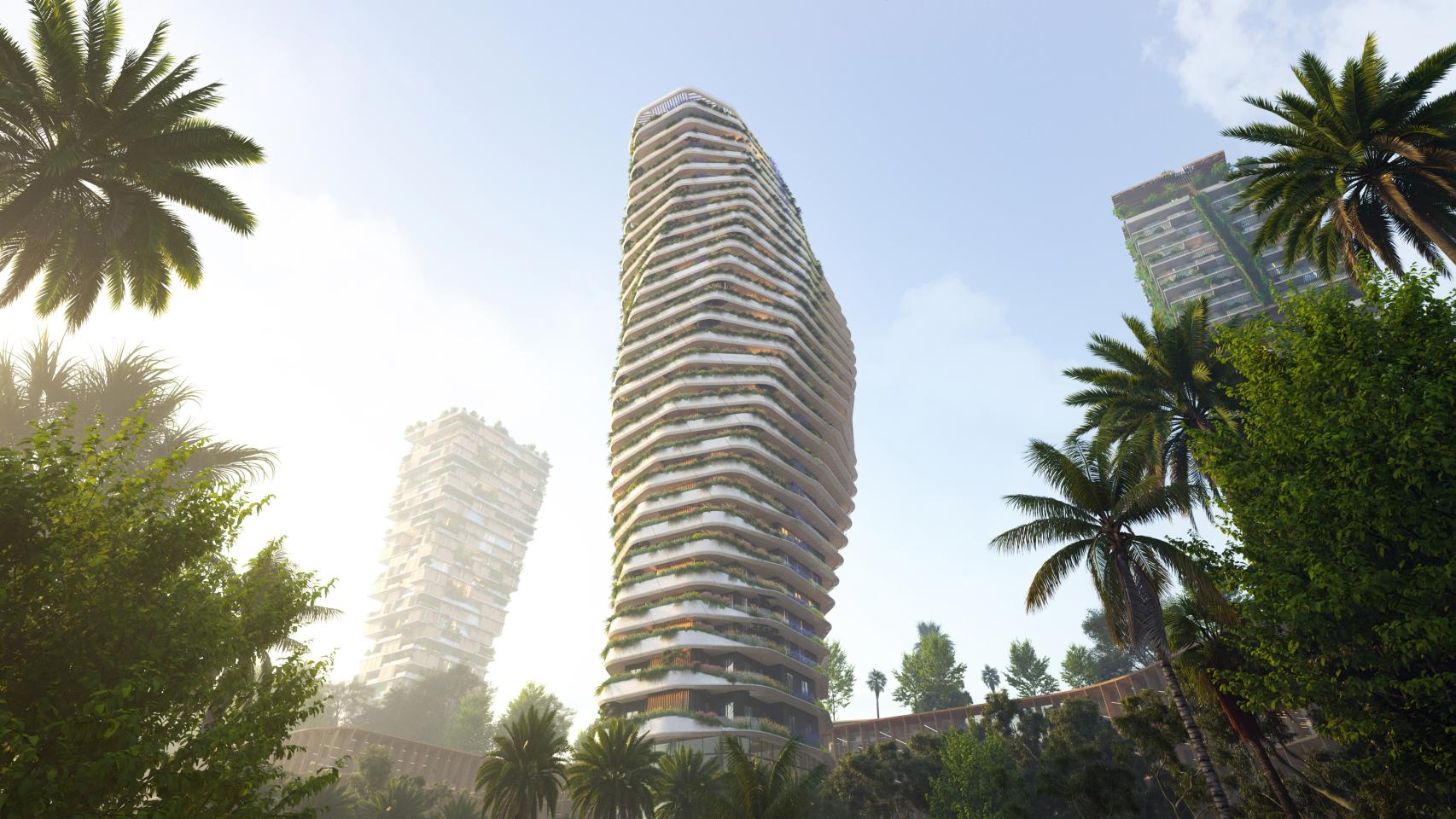 Infografía del proyecto de Urbania para las torres de Repsol, en Málaga.