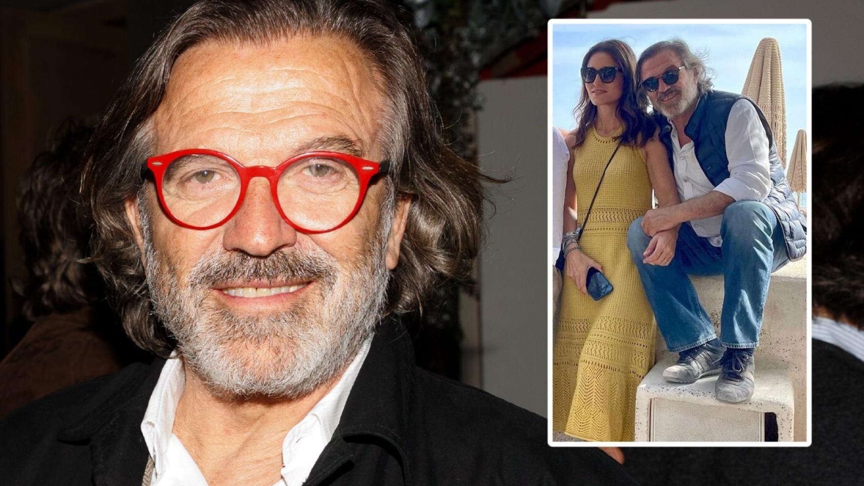 El presentador Pepe Navarro junto a su actual pareja, Beatriz, en un montaje de EL ESPAÑOL.