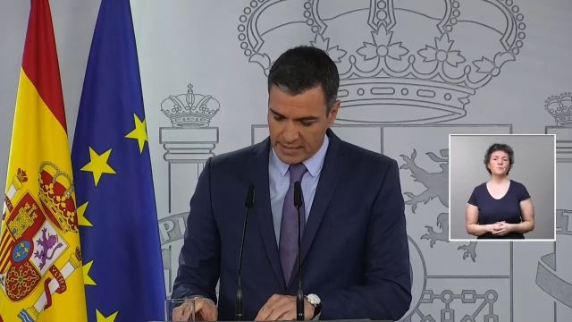 Pedro Sánchez durante la rueda de prensa posterior al Congreso de Ministros extraordinario.