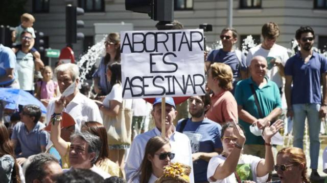 Imagen de la manifestación contra el aborto, este domingo en Madrid.
