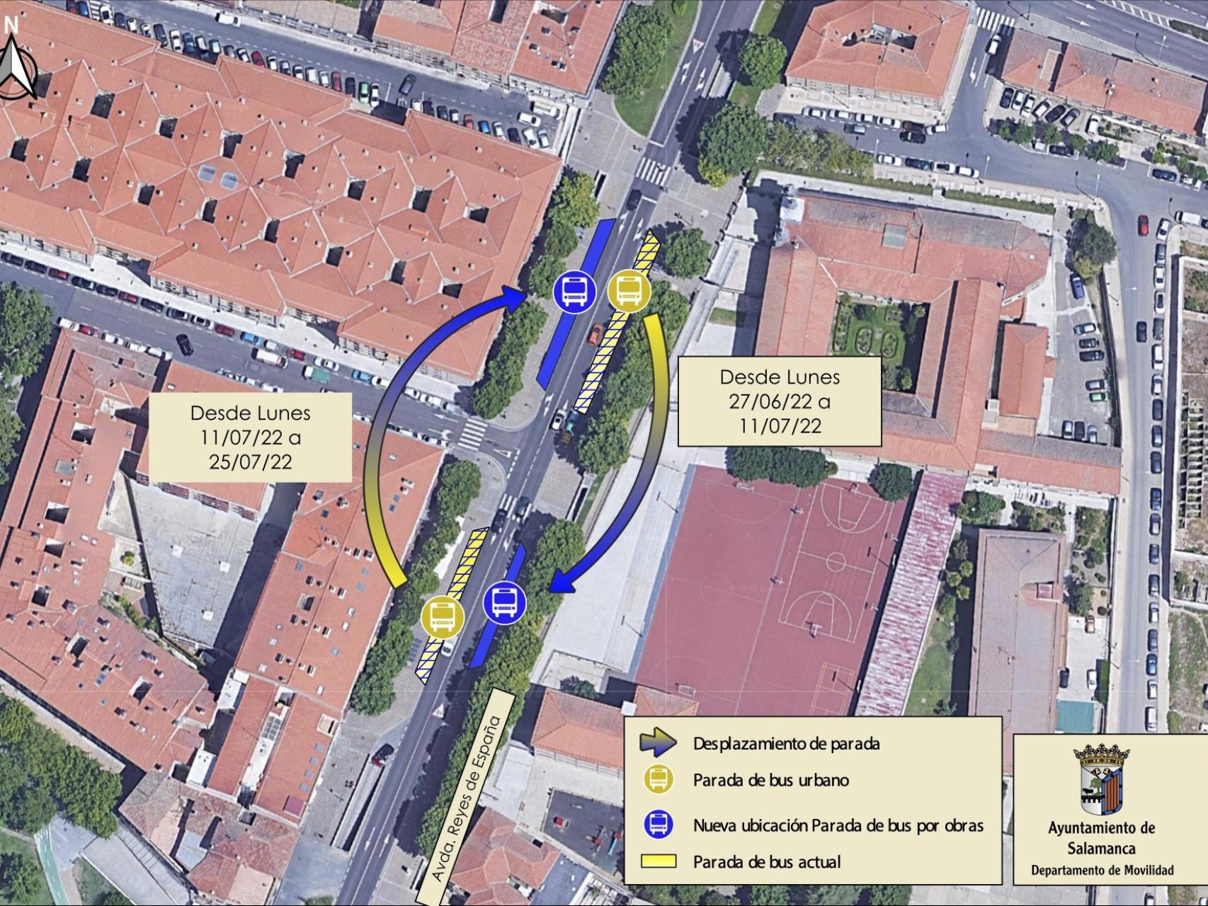 Comienzan las obras de mejora en los adoquines de dos paradas de autobús en la Avenida Reyes de España