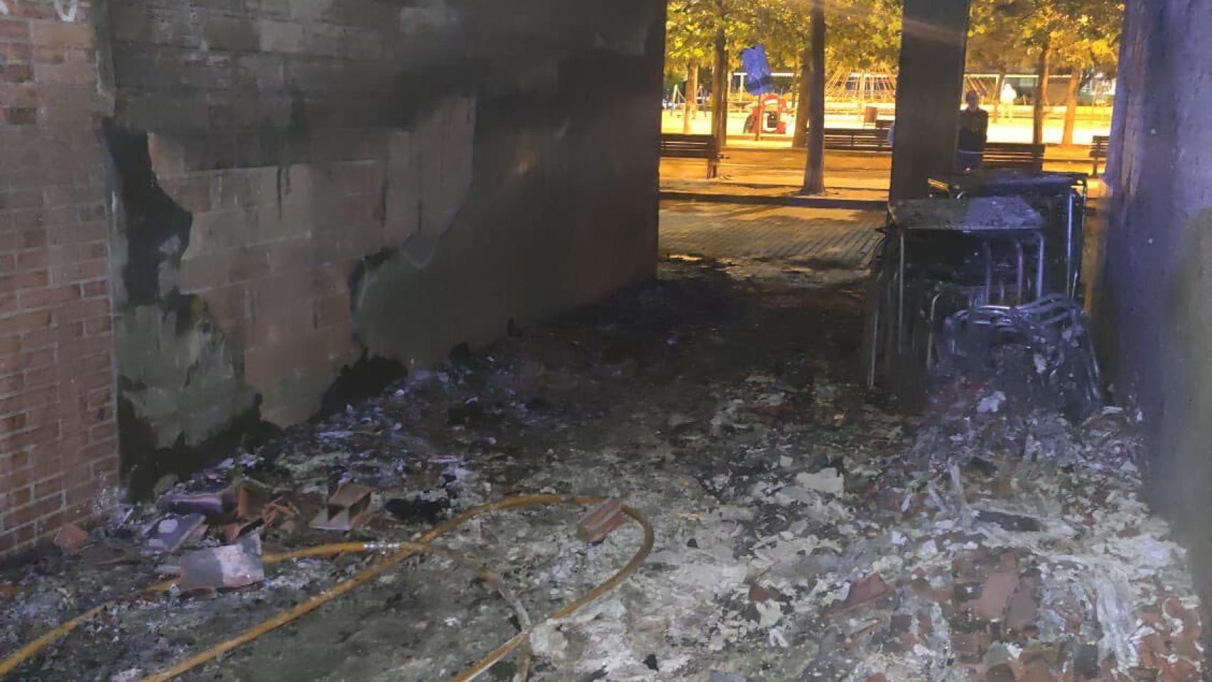 Incendio en la terraza del bar Bambú de Valladolid
