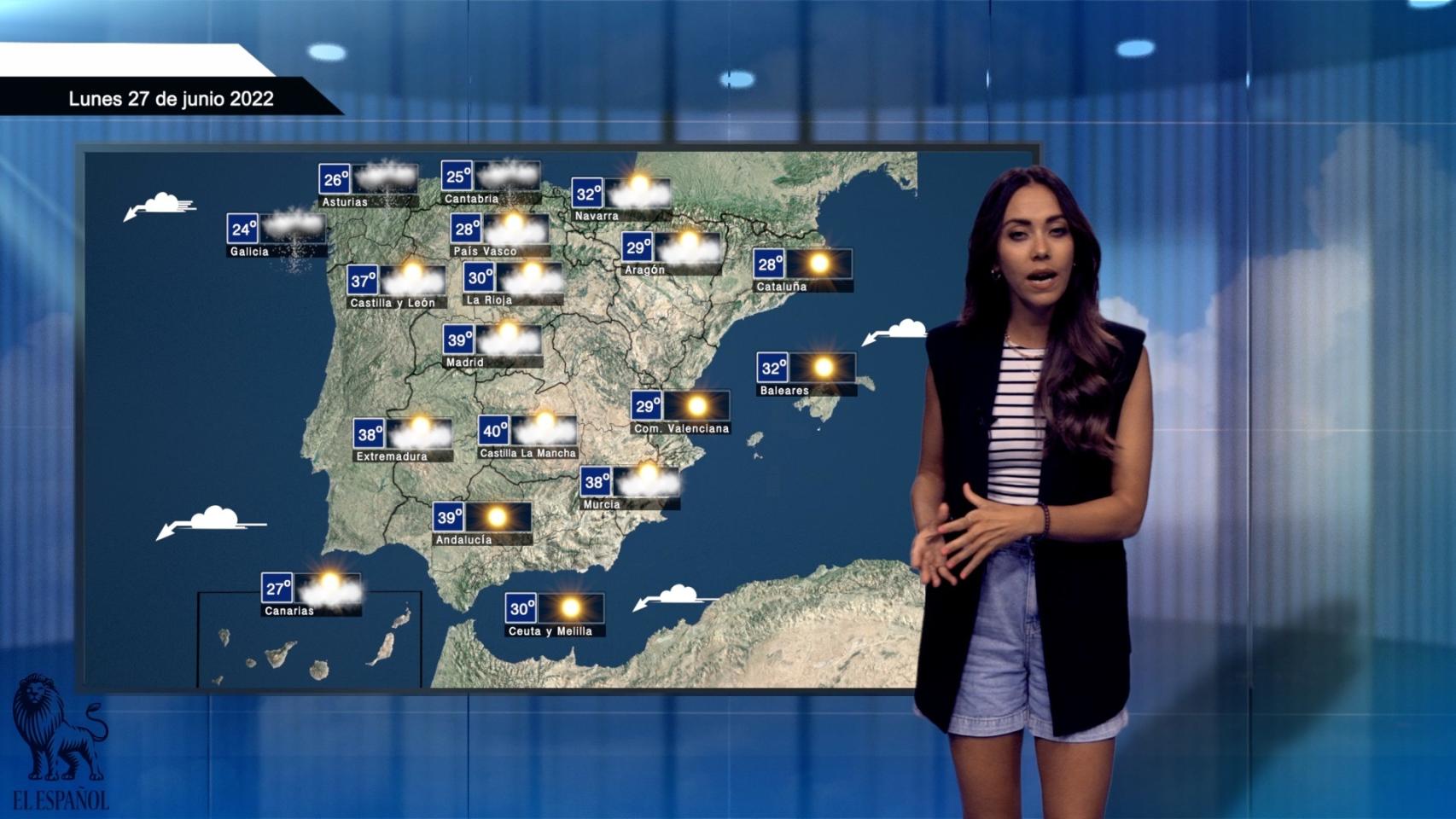 El tiempo para el lunes 27 de junio.