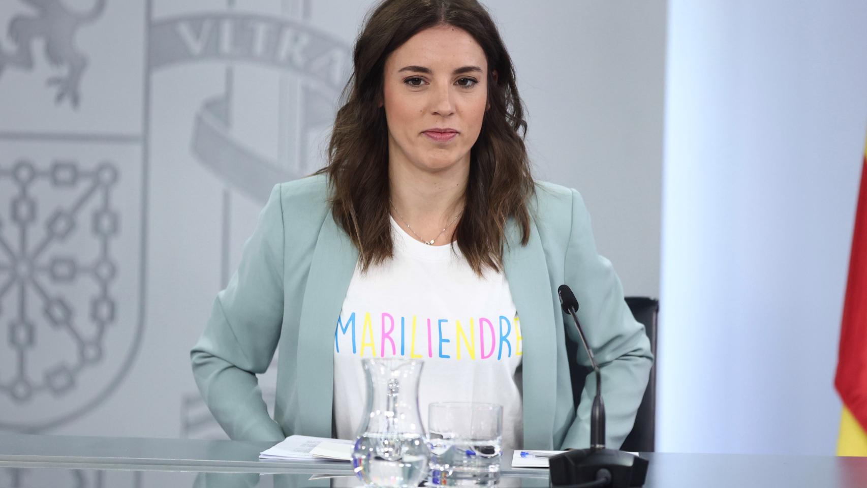 La ministra de Igualdad, Irene Montero, este lunes tras el Consejo de Ministros.