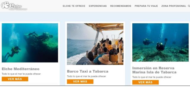 Página web de VisitElche, en la sección de experiencias.