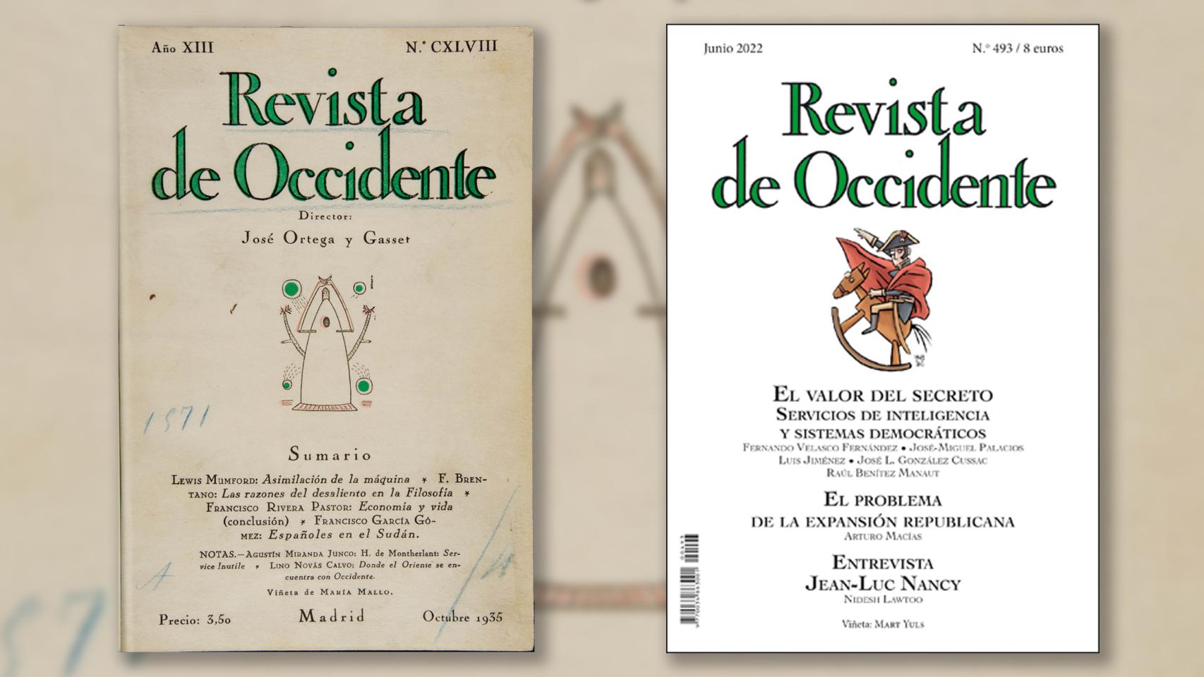 A la izquierda, un histórico número de la Revista de Occidente; a la derecha, el último publicado