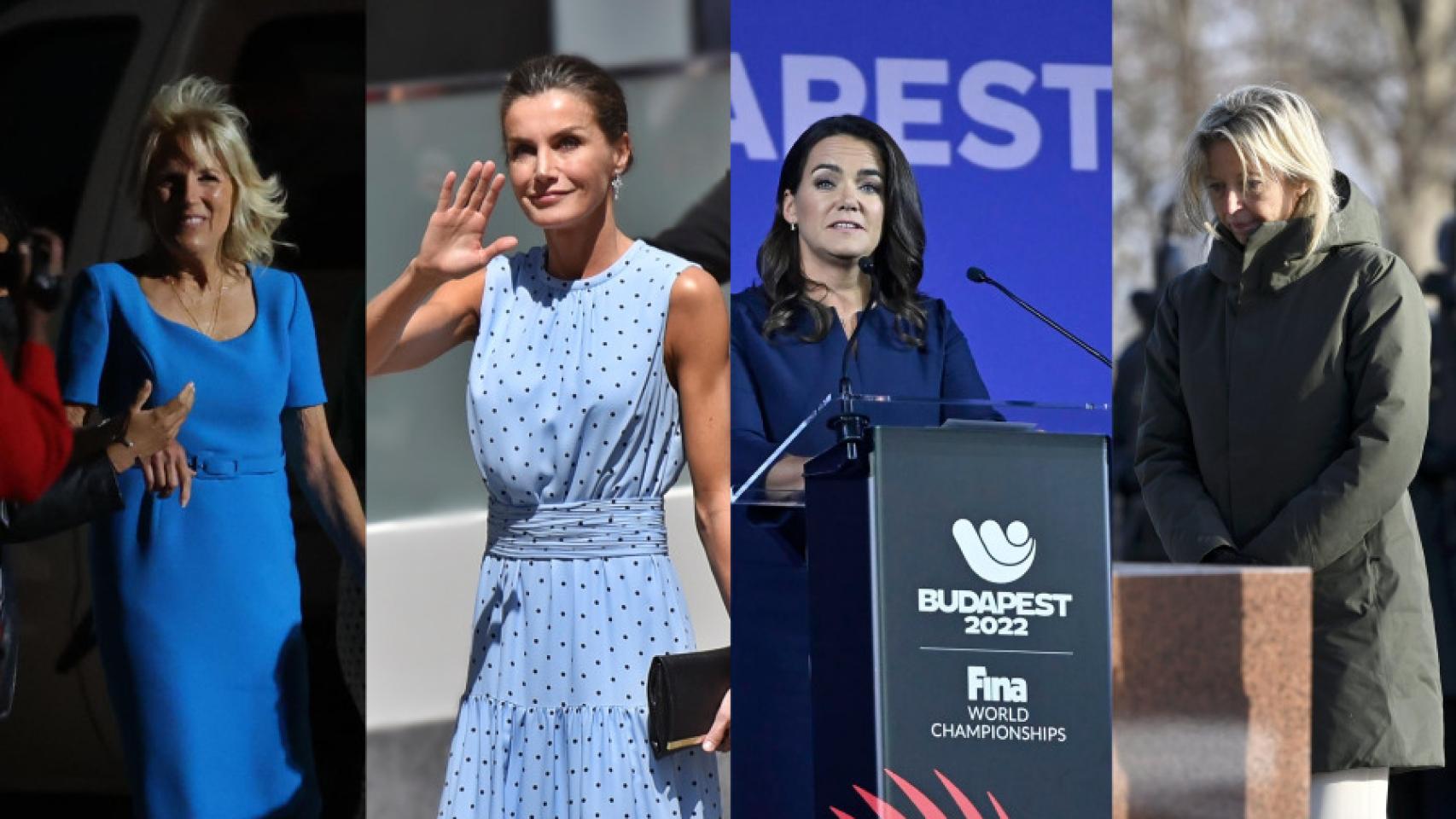 De izq. a dcha.: la primera dama Jill Biden, la Reina Letizia,