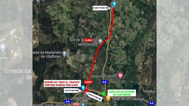 Corte de tráfico en Baamonde (Lugo)
