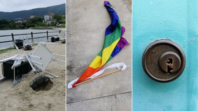 Imágenes de cómo apareció el chiringuito Deilán Praia en Vilaboa (Pontevedra).