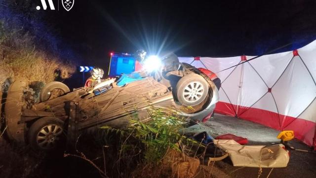 Efectivos trabajando en el accidente.