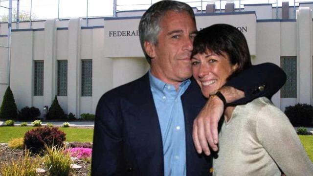 Ghislaine Maxwell y Jeffrey Epstein junto a la prisión de Connecticut en un montaje de JALEOS.