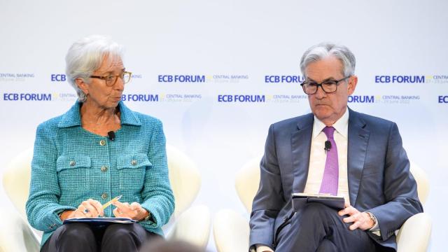 Christine Lagarde, la presidenta del BCE, y Jerome Powell, el presidente de la Fed.
