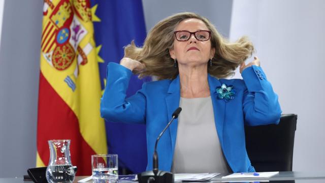 Nadia Calviño, vicepresidenta primera del Gobierno, tras un Consejo de Ministros.