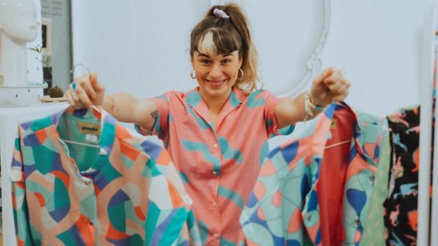 Cristina Piedra con prendas de su marca Pistache.