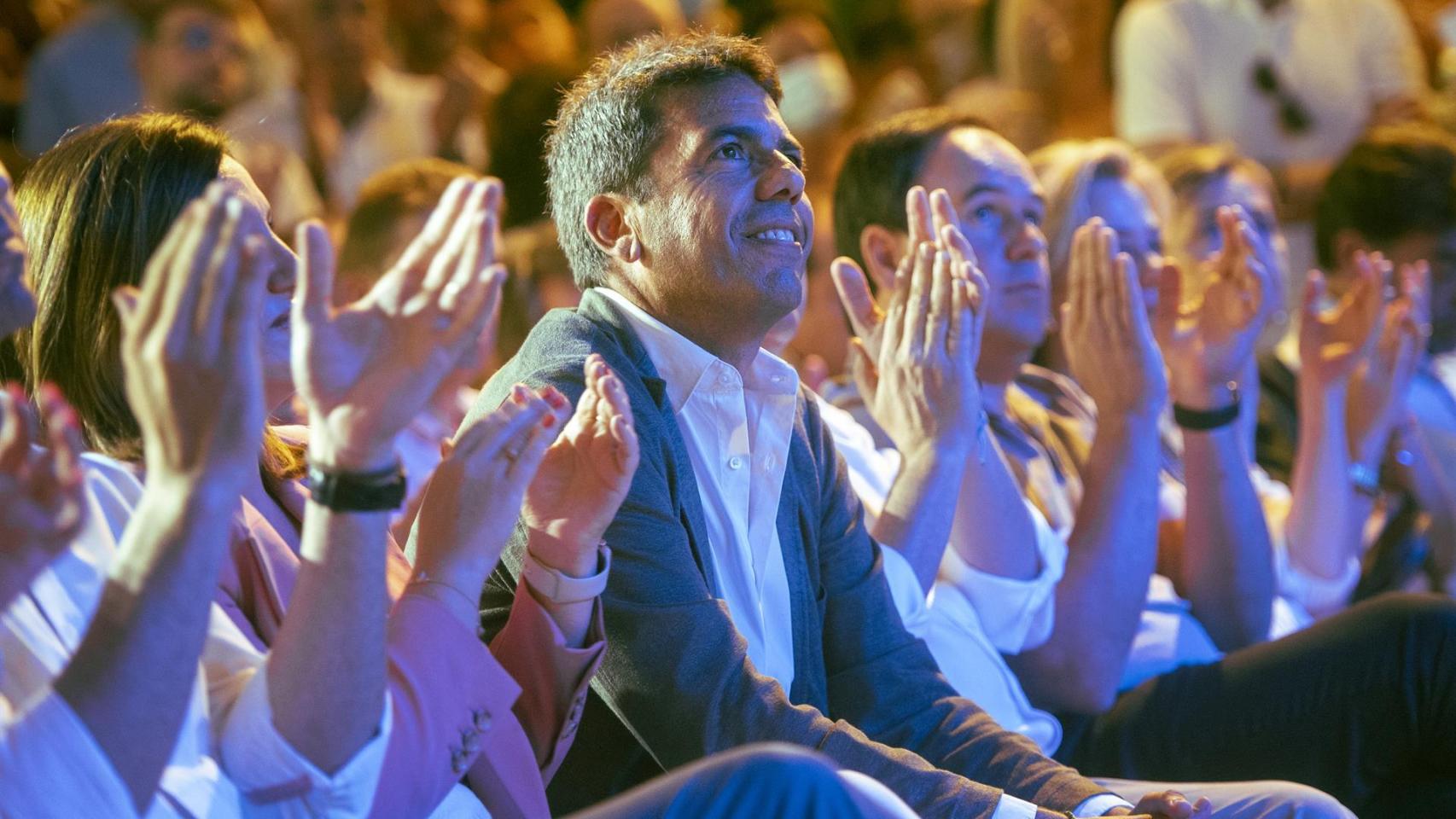 El presidente del PPCV, Carlos Mazón, durante el acto de primer aniversario de su elección.