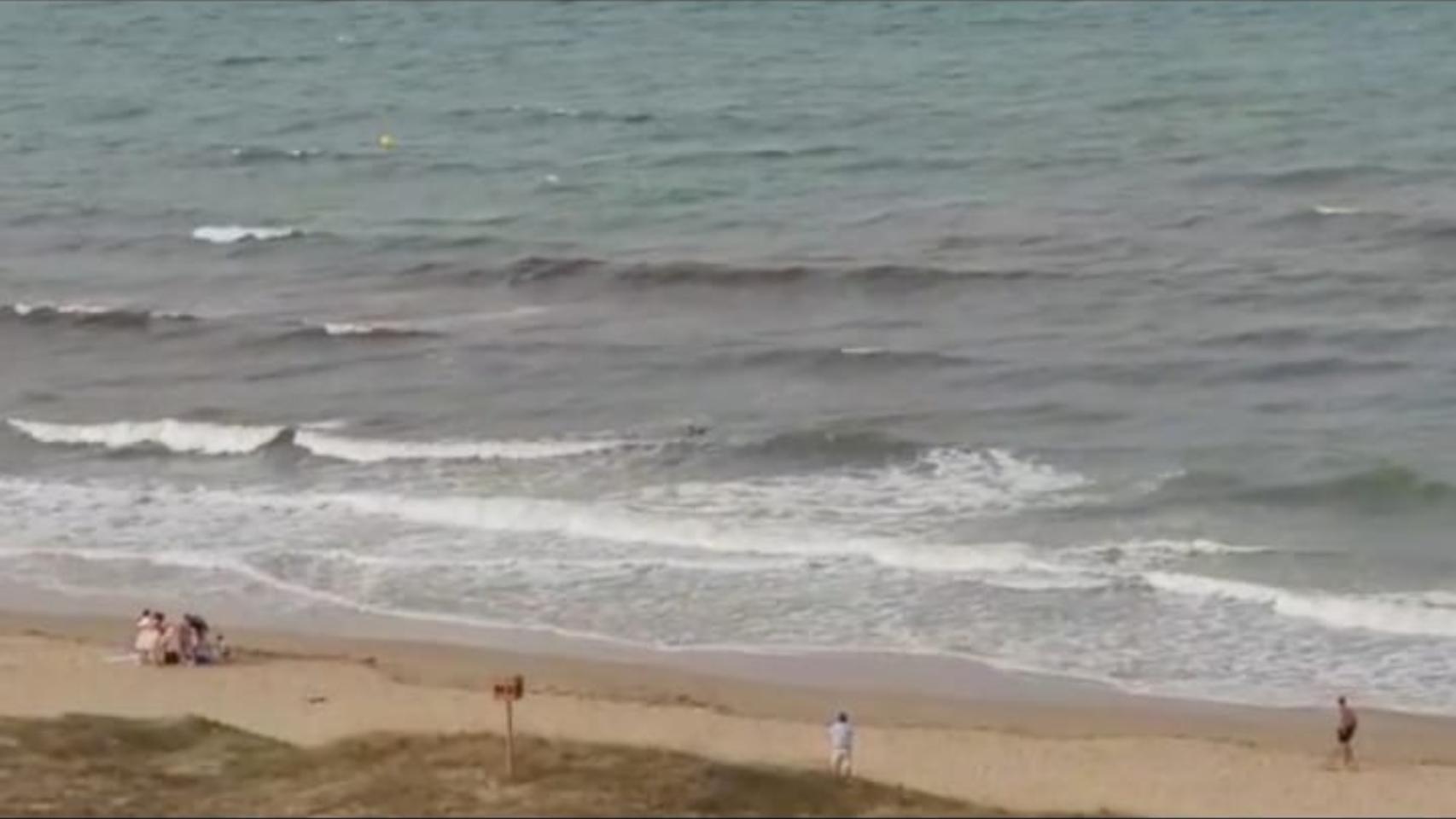Rescate de un bañista en Arenales del Sol (Alicante).