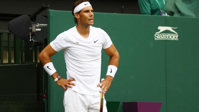 Nadal, durante el partido de cuartos de final de Wimbledon.
