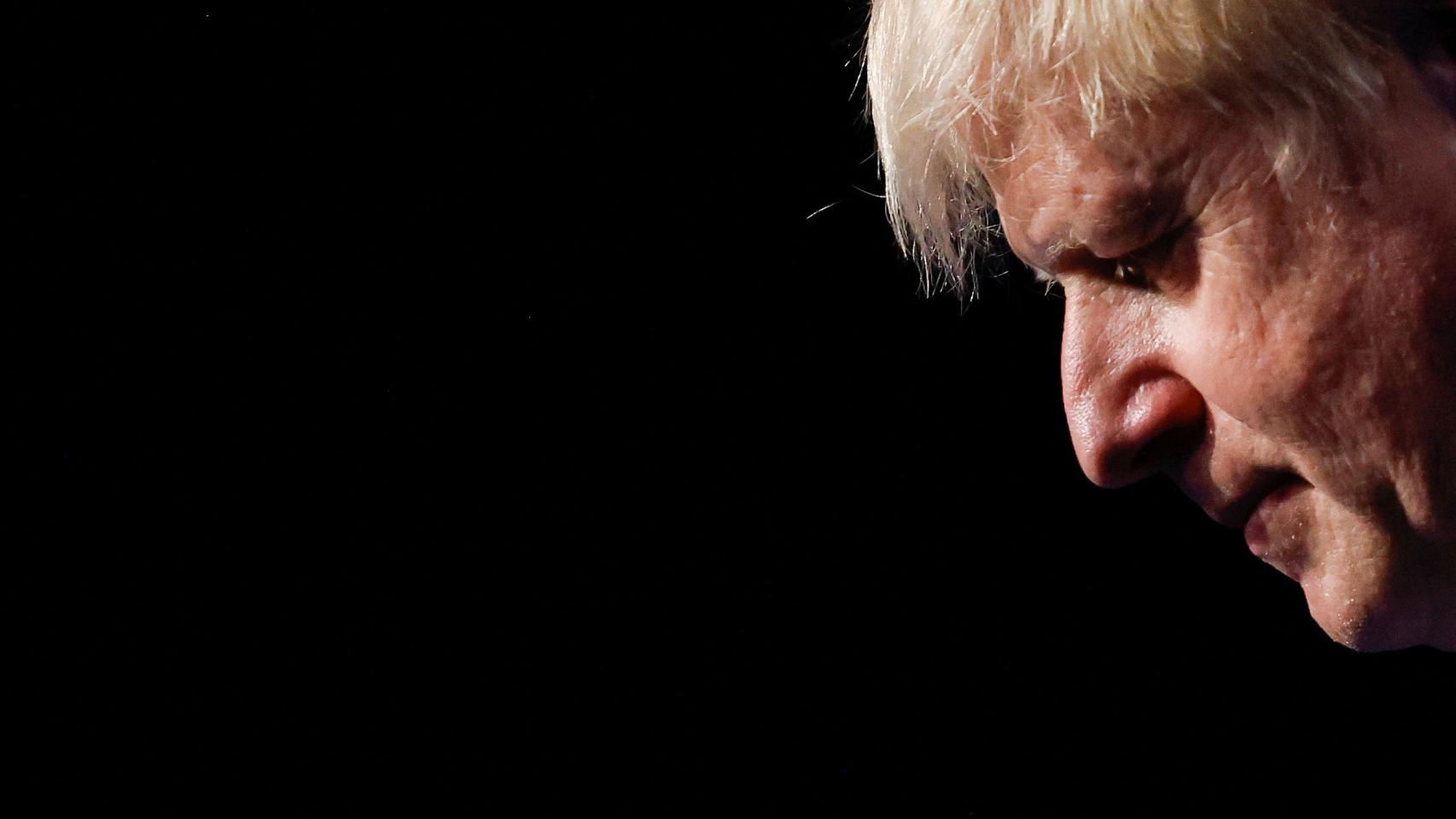 Boris Johnson en una rueda de prensa en la cumbre de la OTAN celebrada en Madrid.
