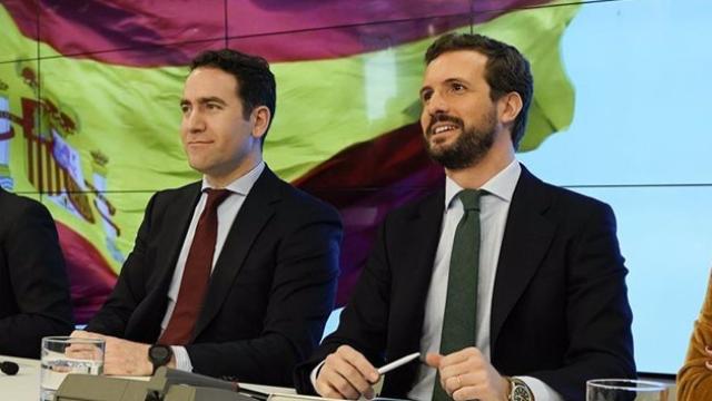 Pablo Casado junto a Tedoro García Egea, Ana Beltrán y Antonio González-Terol.