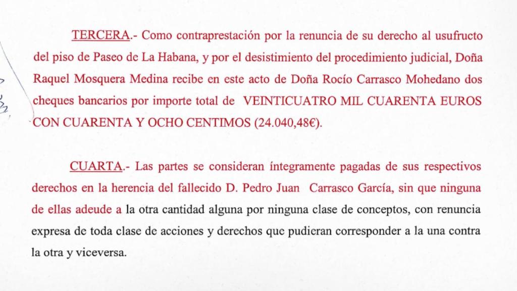 Acuerdo entre Rocío Carrasco y Raquel Mosquera.