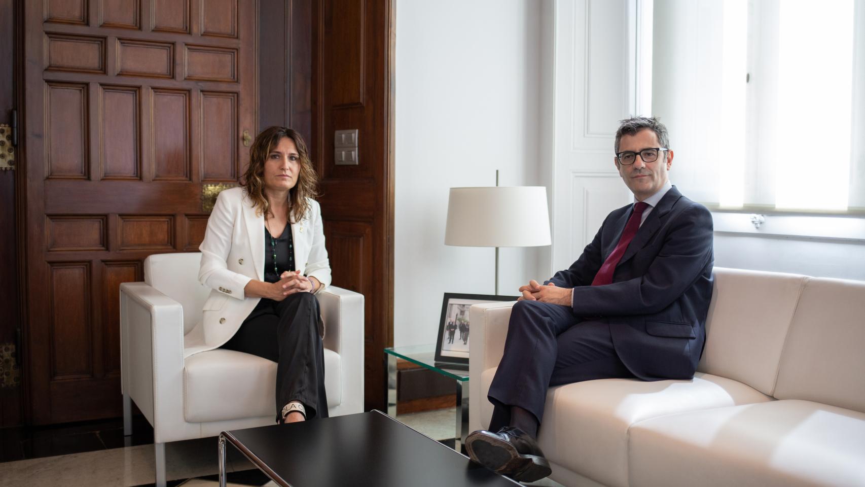 El ministro Bolaños y la 'consellera' Vilagrà, este viernes.