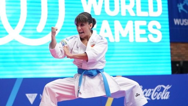 Sandra Sánchez en Birminghan. Foto: @worldkarate_wkf